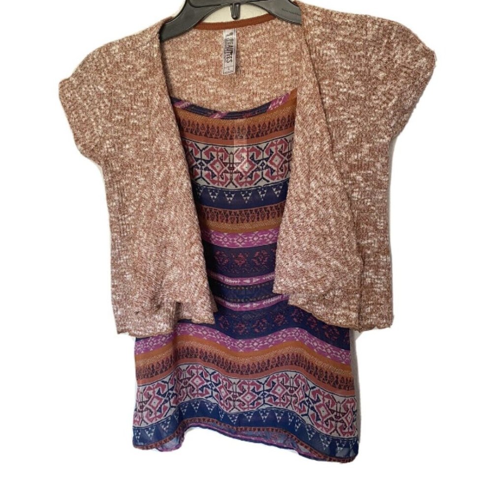 Girls 2 Piece tank top and short sleeve cardigan Size Small by Beautees